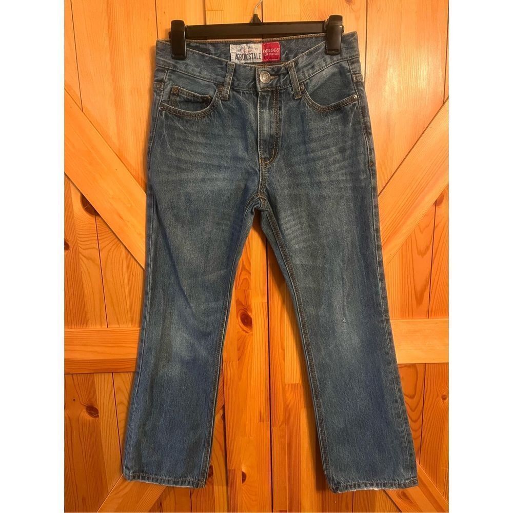 AEROPOSTALE Mens 27/28 Driggs Slim Boot Cut Distressed Denim Blue Jeans (1173)
